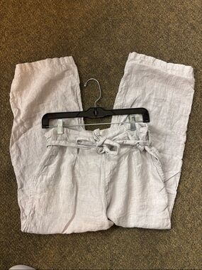 Nicole Miller 100% Linen Tie-Waist Pants